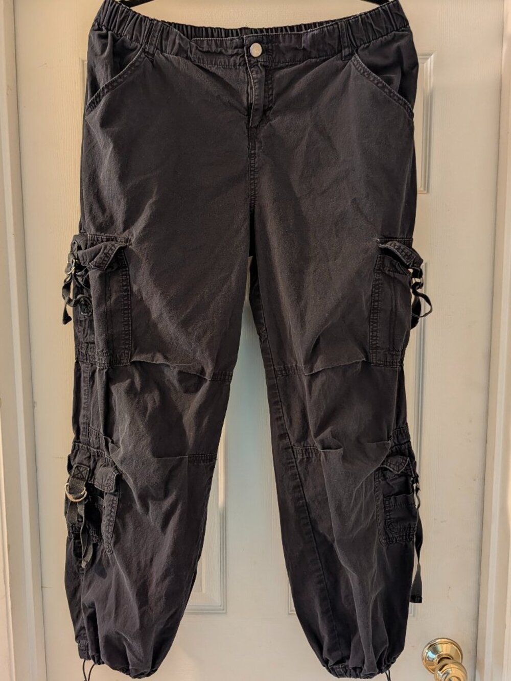 No Boundaries Black Multi-Pocket Cargo Parachute Pants